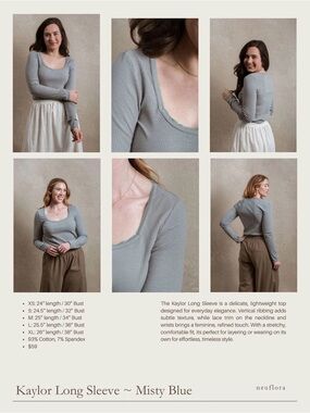 NWT New Neuflora Kaylor Long Sleeve Top Ribber Shirt Top Gray/Blue Medium M